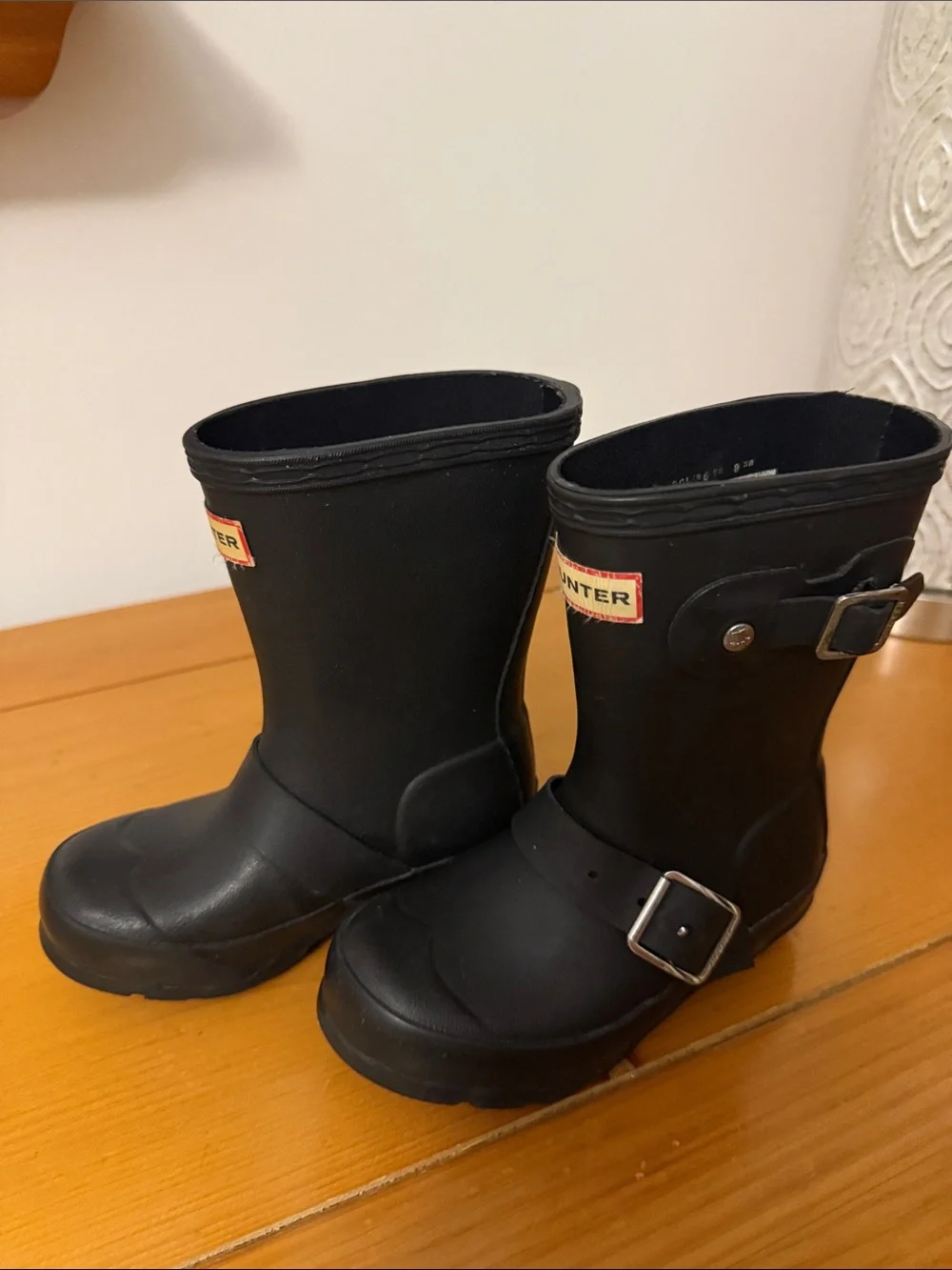 Hunter Kids Black Waterproof Rain Boots with Buckle Accent